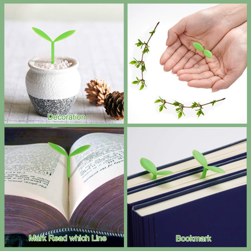 Heetobcos YKING Sprout Little Green Bookmarks Silicone Grass Buds Creative Green Bookmarks  Gifts for Book Lovers Reading  Set of 8 - Image 5